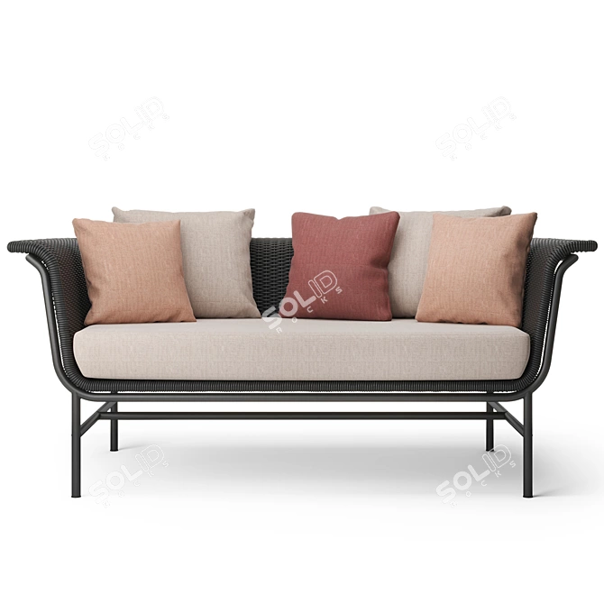 Wicked Lounge Sofa 2S: Sleek Pink Cushions 3D model image 6