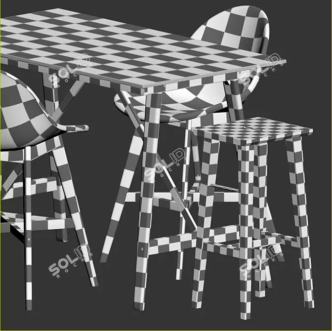 Sleek Fanbyn Bar Table Set 3D model image 5