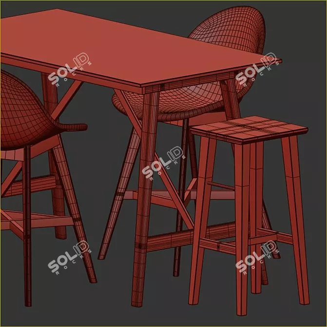 Sleek Fanbyn Bar Table Set 3D model image 6