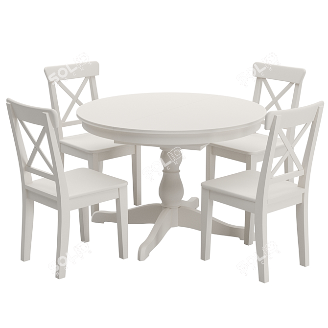 Scandinavian Style: INGOLF Chair & INGATORP Sliding Table 3D model image 2