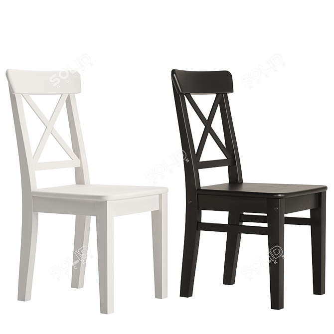 Scandinavian Style: INGOLF Chair & INGATORP Sliding Table 3D model image 4