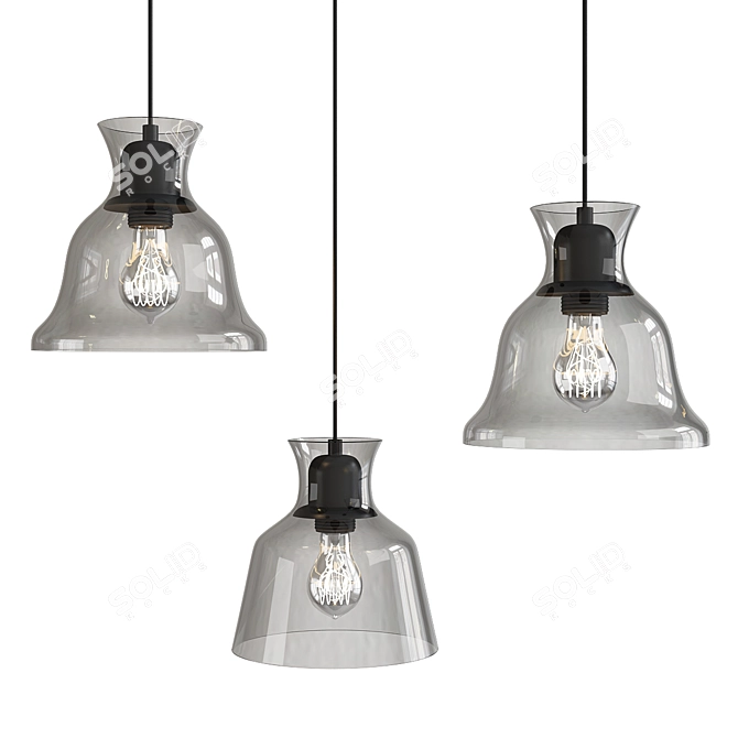 Elegant Salute Clear Pendant Light 3D model image 1