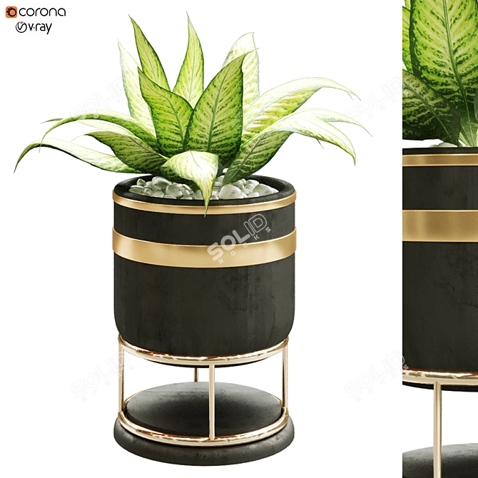 Elegant Greenery in Vase 3D model image 1