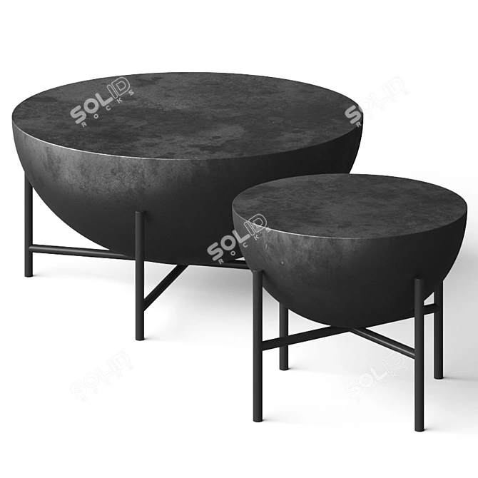 Modern Darbuka Coffee Tables | Set of 2 | Stylish Design 3D model image 1