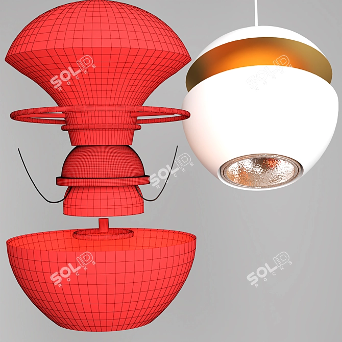 Illuminating Apple: Stylish LED Pendant 3D model image 2