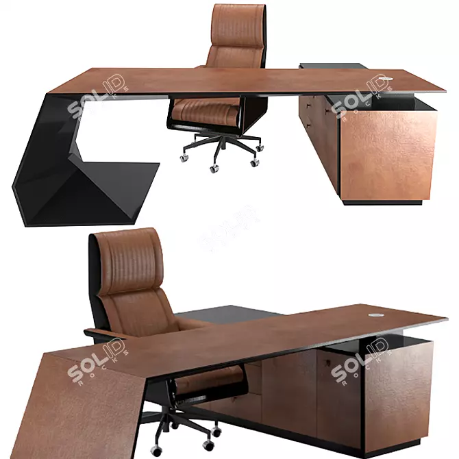 Luxury Carbon Leather Desk 3D model image 1