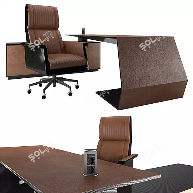 Luxury Carbon Leather Desk 3D model image 2