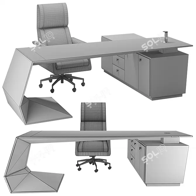 Luxury Carbon Leather Desk 3D model image 3