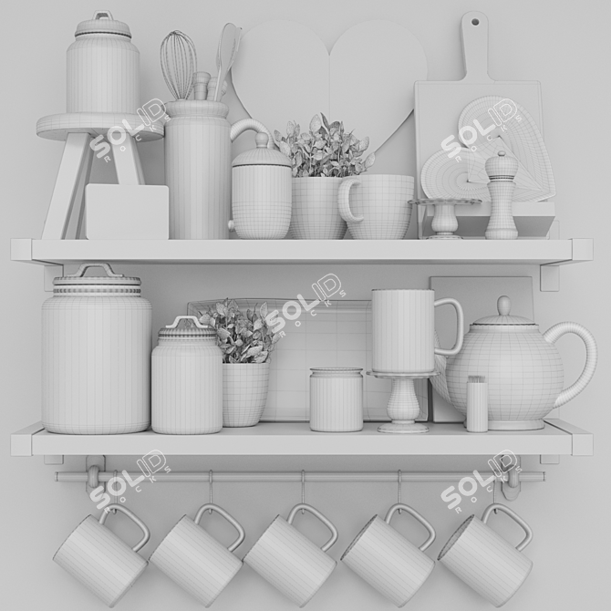 Elegant Kitchenware Set: Kettle, Teapot, Cup 3D model image 2