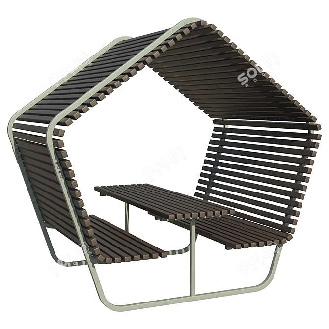 Cozy Bench-Pergola "Teremok" - Transform Your Outdoor Space 3D model image 1