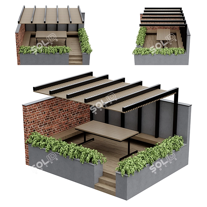 Versatile Outdoor Pergola: Pergola_02 3D model image 1