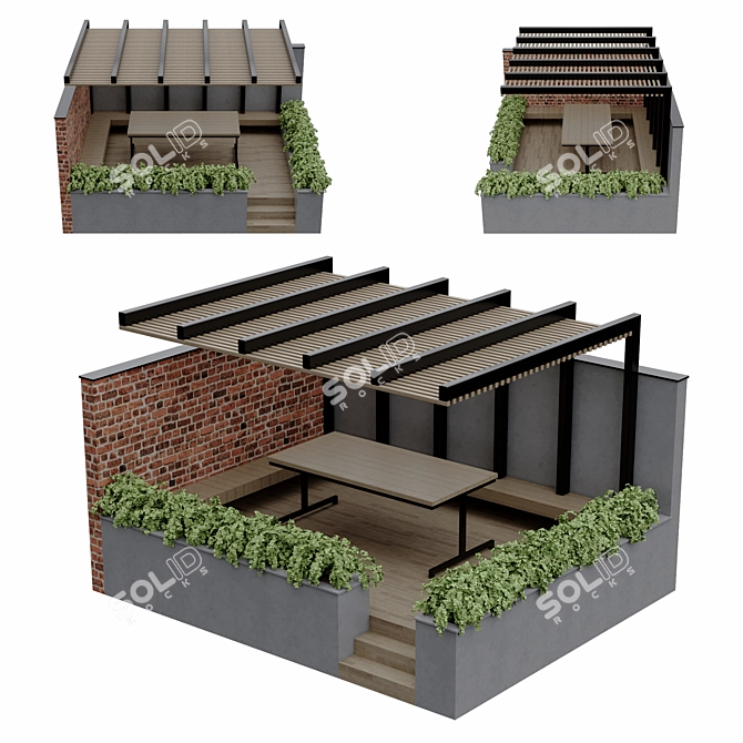 Versatile Outdoor Pergola: Pergola_02 3D model image 4