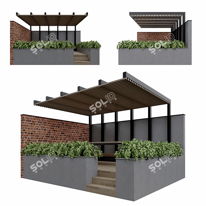 Versatile Outdoor Pergola: Pergola_02 3D model image 5