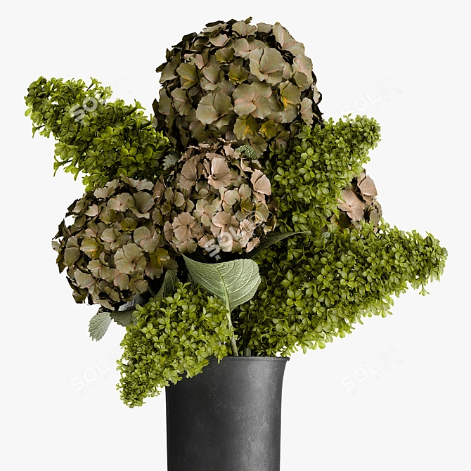 Green Spring Bouquet in Black Vase 3D model image 3