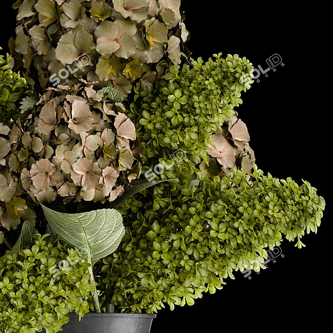 Green Spring Bouquet in Black Vase 3D model image 5