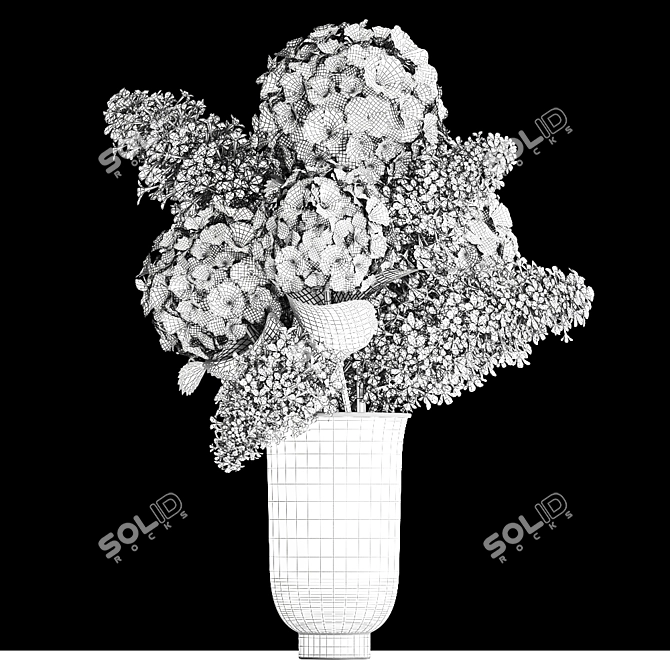 Green Spring Bouquet in Black Vase 3D model image 6