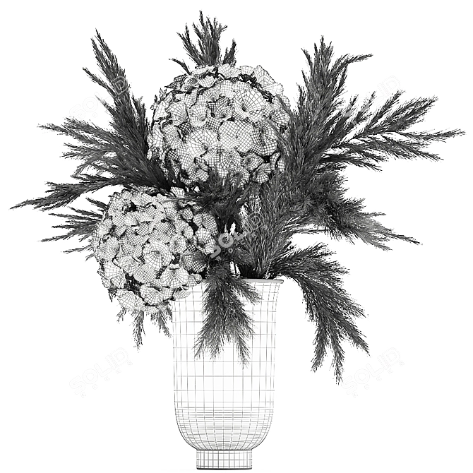 Elegant Dry Floral Bouquet in Menu Cyclades Vase 3D model image 5