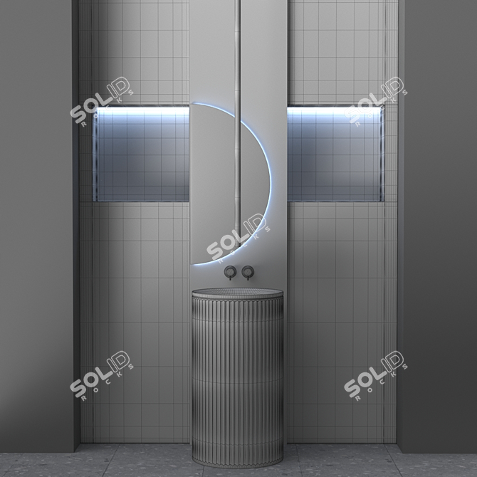 Elegant Marble Bathroom Set 3D model image 5