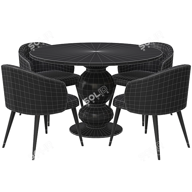 Modern Monterrey Dining Table & Sandy Chairs 3D model image 3