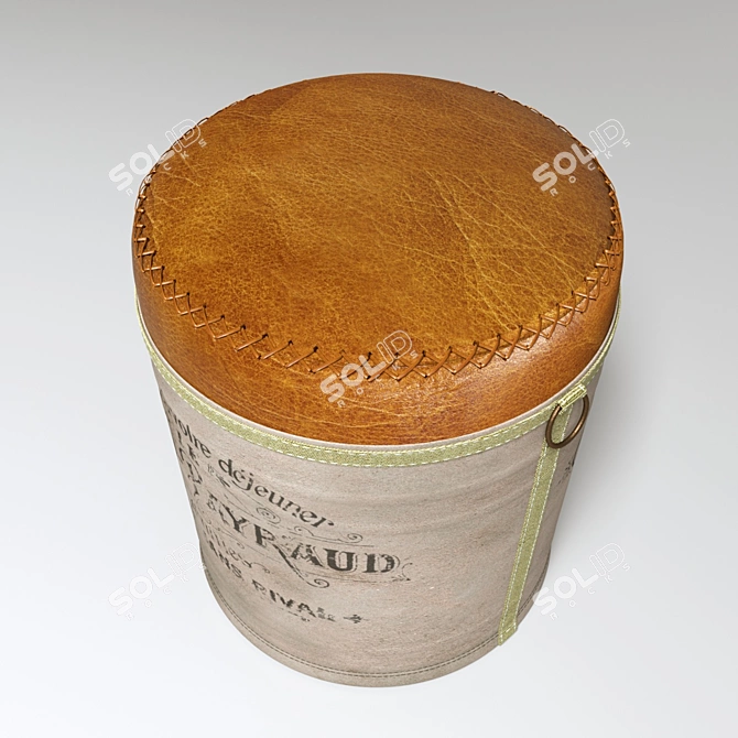 Vintage-inspired Leather Pouf 3D model image 3