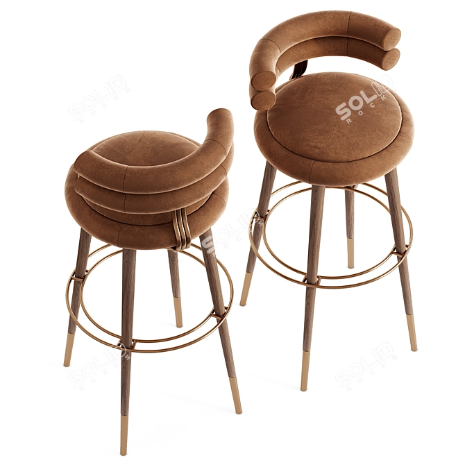 Elegant Mezzo Bar Chair 3D model image 3