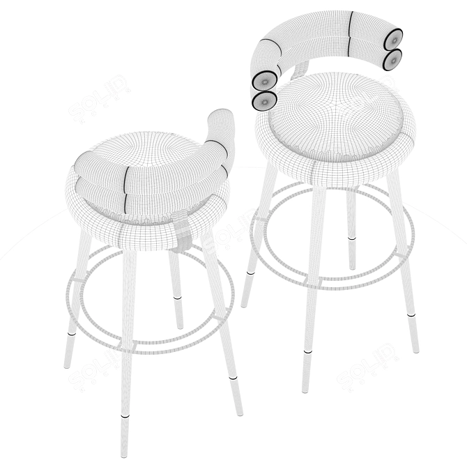 Elegant Mezzo Bar Chair 3D model image 5