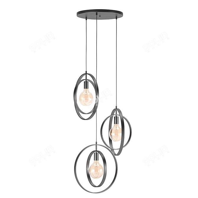 Industrial Charcoal Metal Ceiling Lamp 3D model image 1