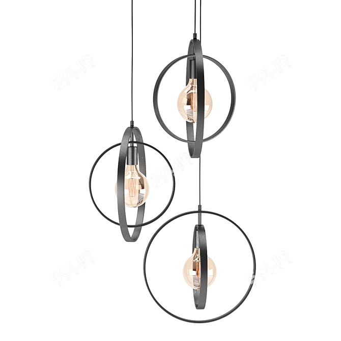 Industrial Charcoal Metal Ceiling Lamp 3D model image 2