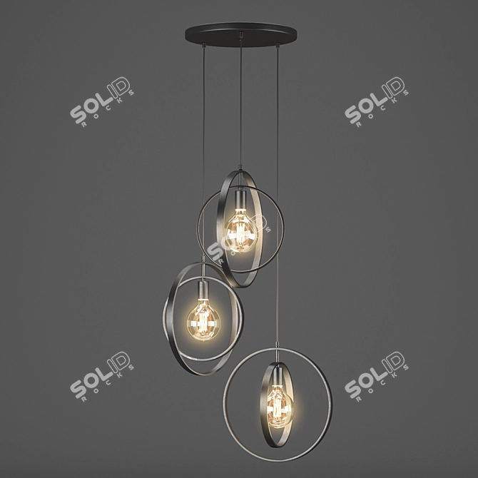 Industrial Charcoal Metal Ceiling Lamp 3D model image 3