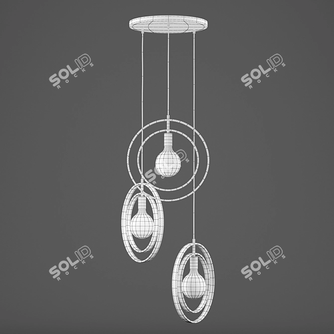 Industrial Charcoal Metal Ceiling Lamp 3D model image 4