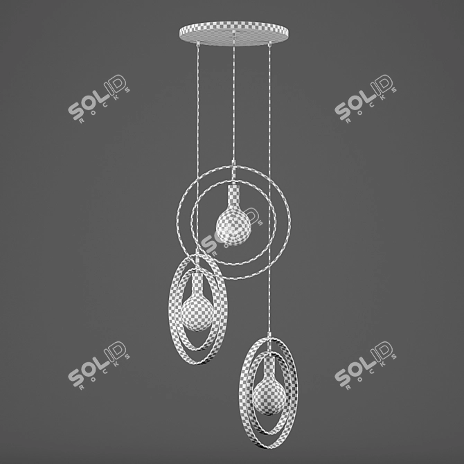 Industrial Charcoal Metal Ceiling Lamp 3D model image 5