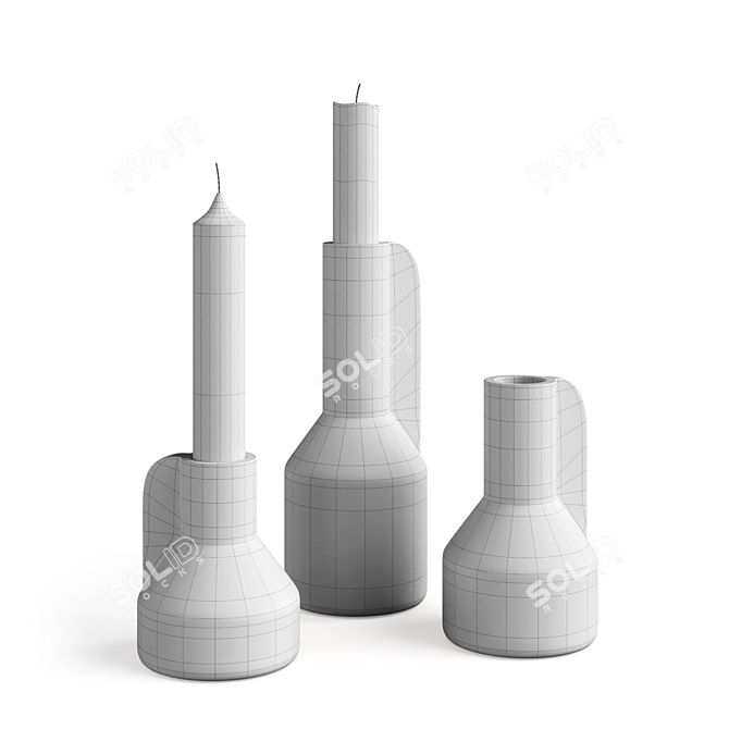 Ceramic Candleholder Set 3D model image 2