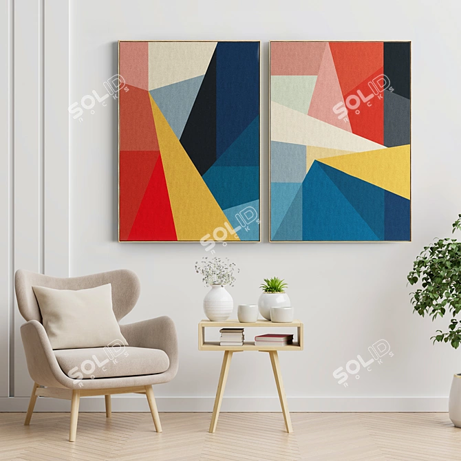 Modern Abstract Frame Set 3D model image 2