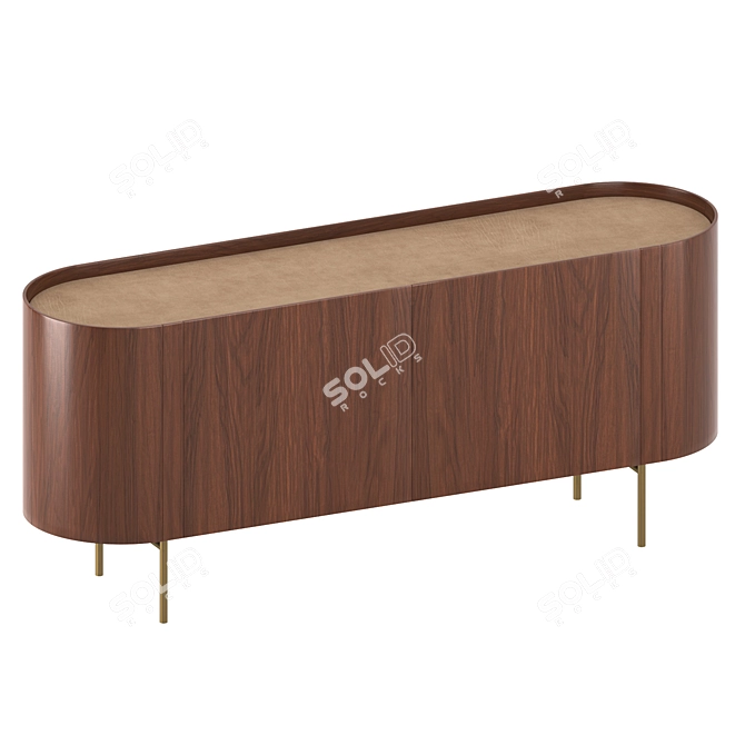 Elegance Buffet: Walnut & Leather 3D model image 1