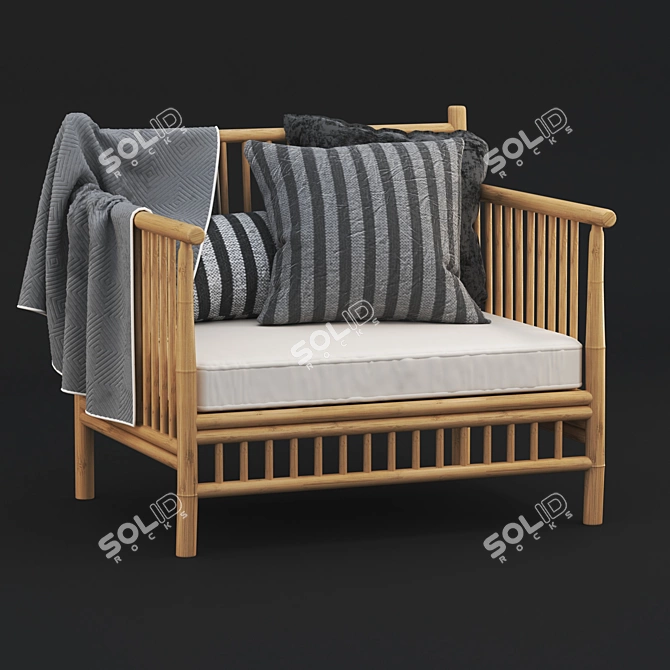 Elegant Bamboo Armchair: Exotan Elegance 3D model image 3