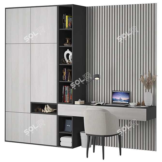 Sleek Office Workstation: 2600x2980x520mm 3D model image 2