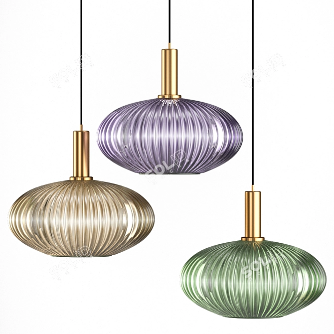 Elegant Brass Ceiling Lamp 3D model image 1