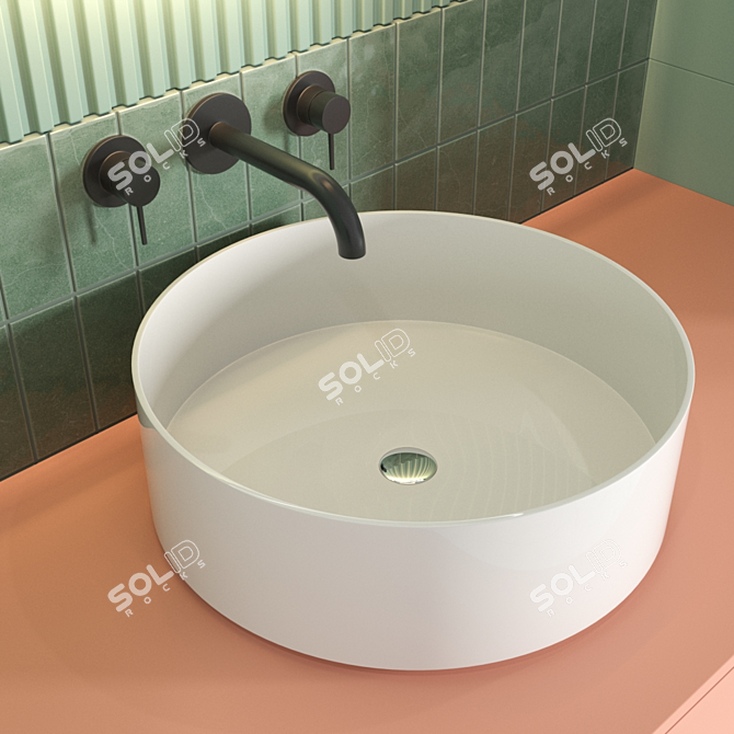 Modern Bath Set: Sink, Mirror, Wardrobe 3D model image 3