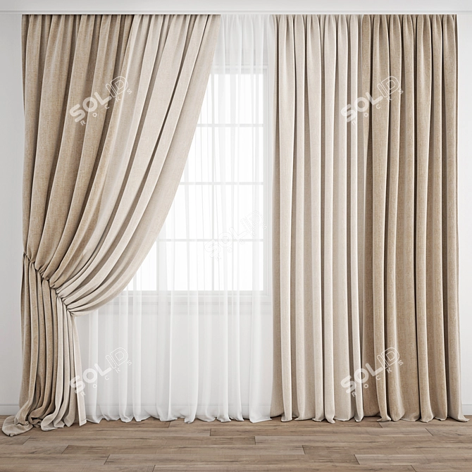 Poly Model Curtain Set 3D model image 1