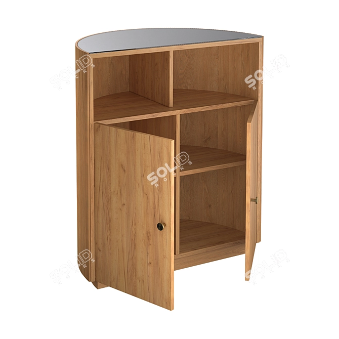 Silvia Oak and Rattan Bar Cabinet 3D model image 2