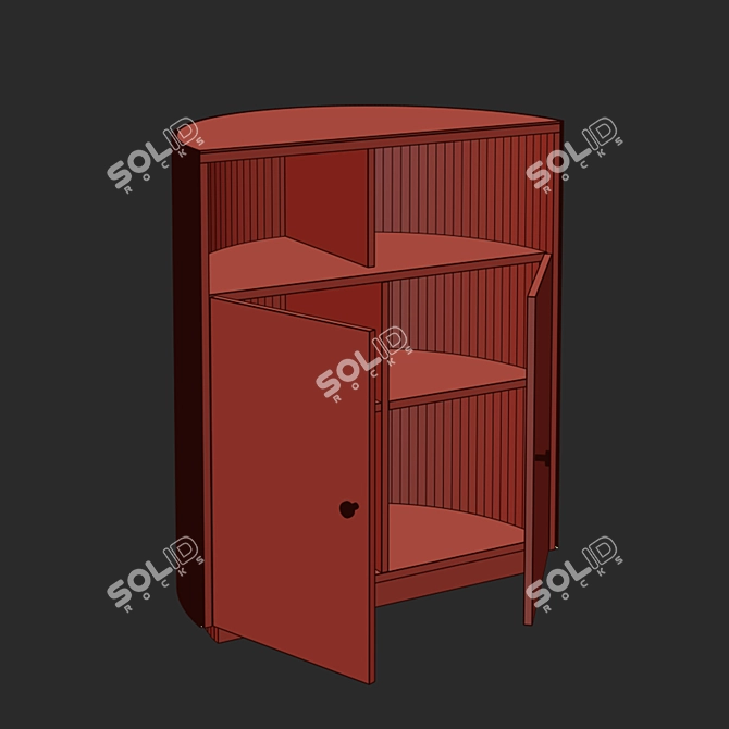 Silvia Oak and Rattan Bar Cabinet 3D model image 6