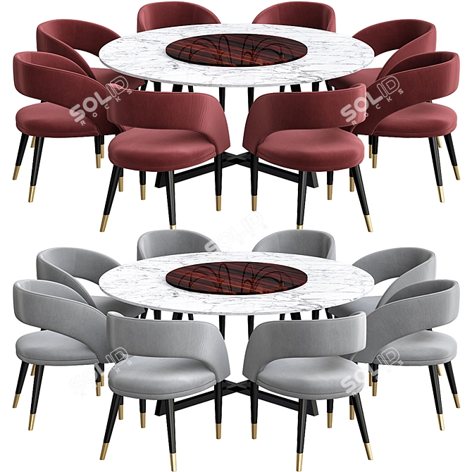 Elegant Denver & Berkeley Dining Set 3D model image 1