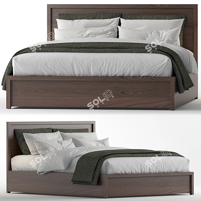 Modern Queen Panel Bed by EQ3 3D model image 1