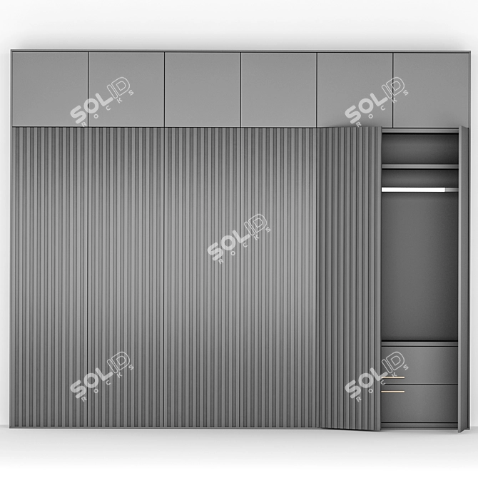 Modern 360cm Wardrobe: Sleek Design! 3D model image 1