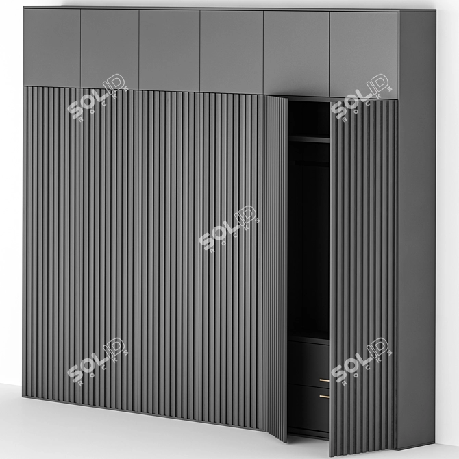 Modern 360cm Wardrobe: Sleek Design! 3D model image 2