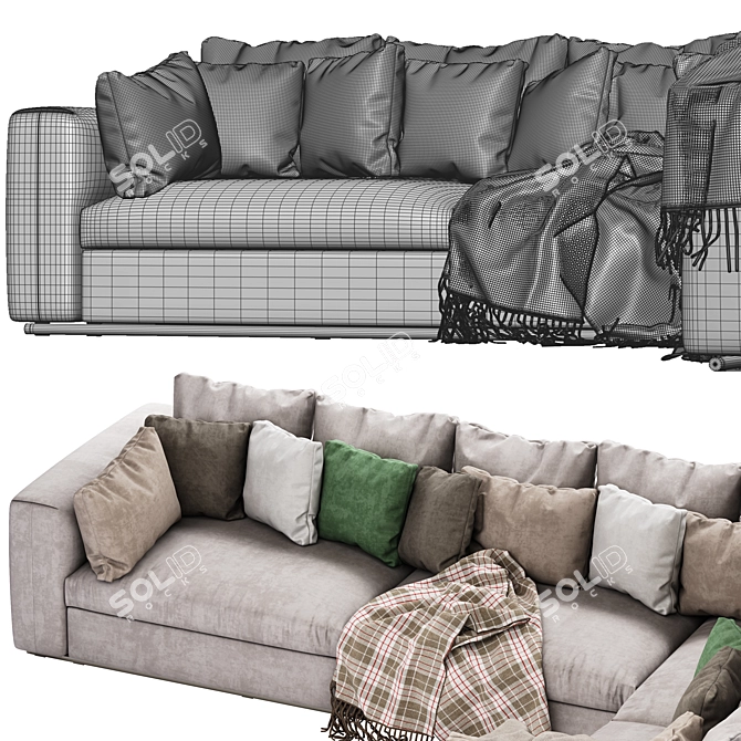 FLEXFORM Asolo 270 XF: Sleek Sofa with UV Mapping 3D model image 4