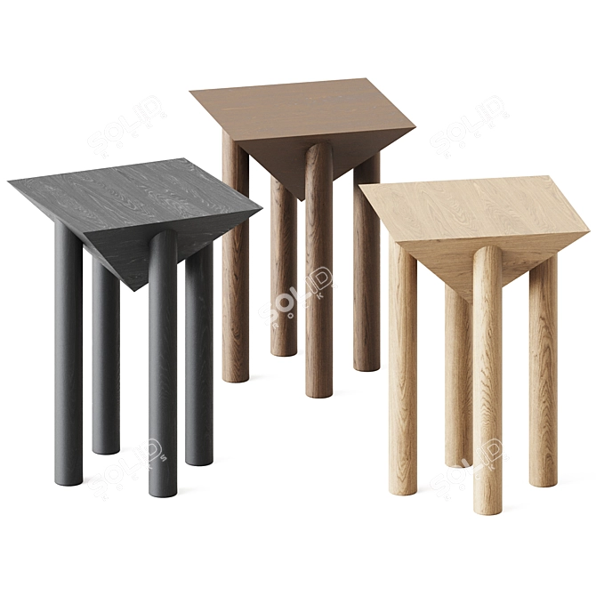 Flora Wooden Square End Table 3D model image 1