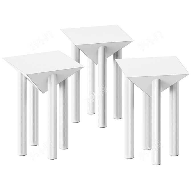 Flora Wooden Square End Table 3D model image 2