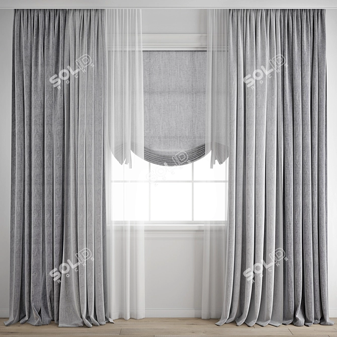 Polygonal Curtain Model - High Quality 3D model image 1