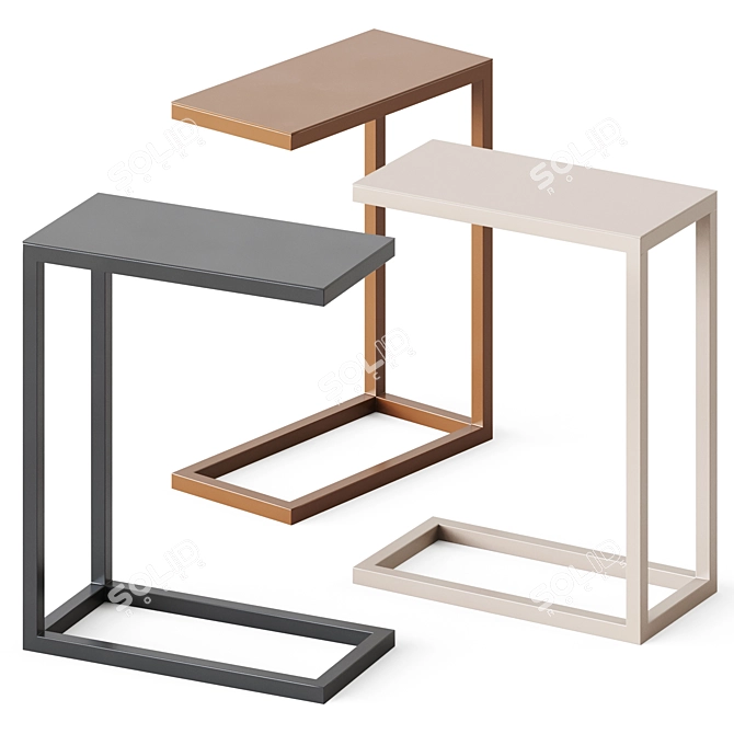 Sleek Stainless Steel C Table 3D model image 1